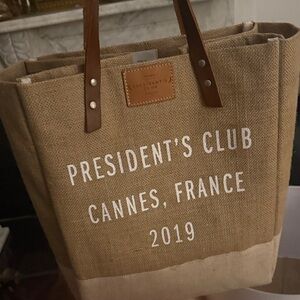 President's Club Cannes 2019 Jute Tote Market Bag - Tan